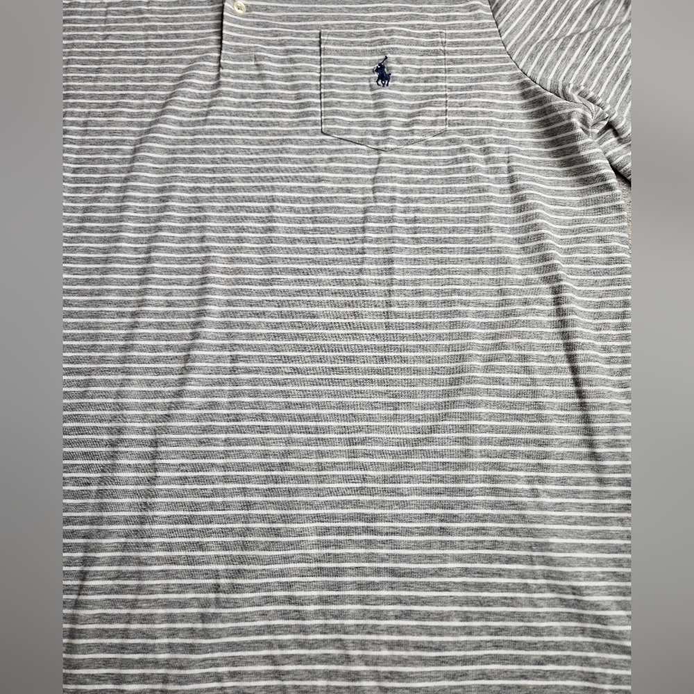 Polo Ralph Lauren Men's Polo Shirt NEW Classic Fit Grey And White Stripes XL - Picture 4 of 8
